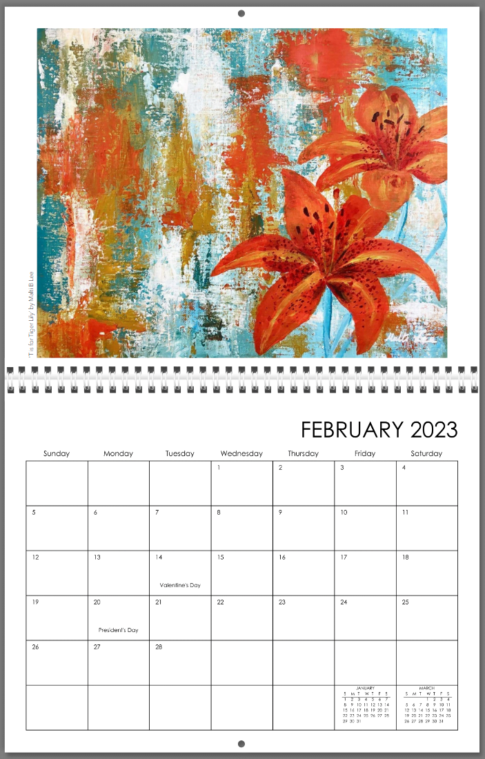 2023 'A to Z Flowers' Calendar - Original art by Malti B Lee